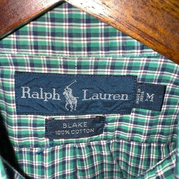 Green Polo Ralph Lauren Blake S/S Button Down Shirt Size M - Picture 2 of 7